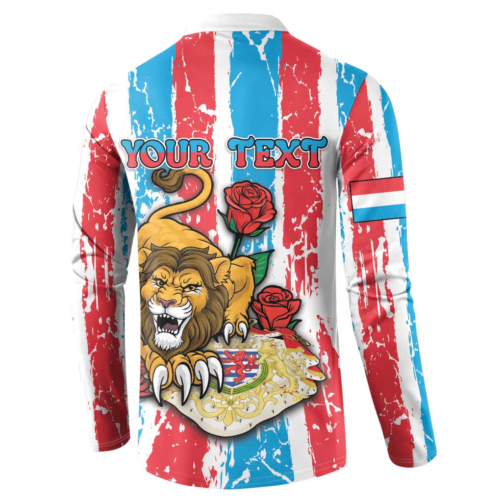 Personalized Luxembourg Button Sweatshirt Red Lion With Coat Of Arms - Wonder Print Shop