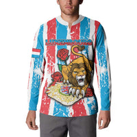 Personalized Luxembourg Button Sweatshirt Red Lion With Coat Of Arms - Wonder Print Shop