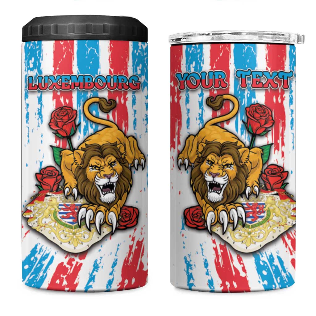 Personalized Luxembourg 4 in 1 Can Cooler Tumbler Red Lion With Coat Of Arms - Wonder Print Shop