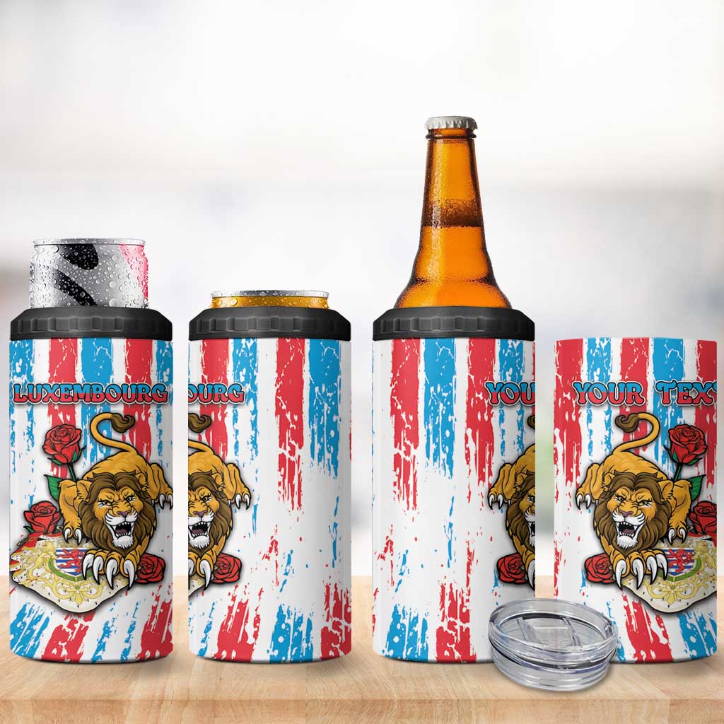 Personalized Luxembourg 4 in 1 Can Cooler Tumbler Red Lion With Coat Of Arms - Wonder Print Shop