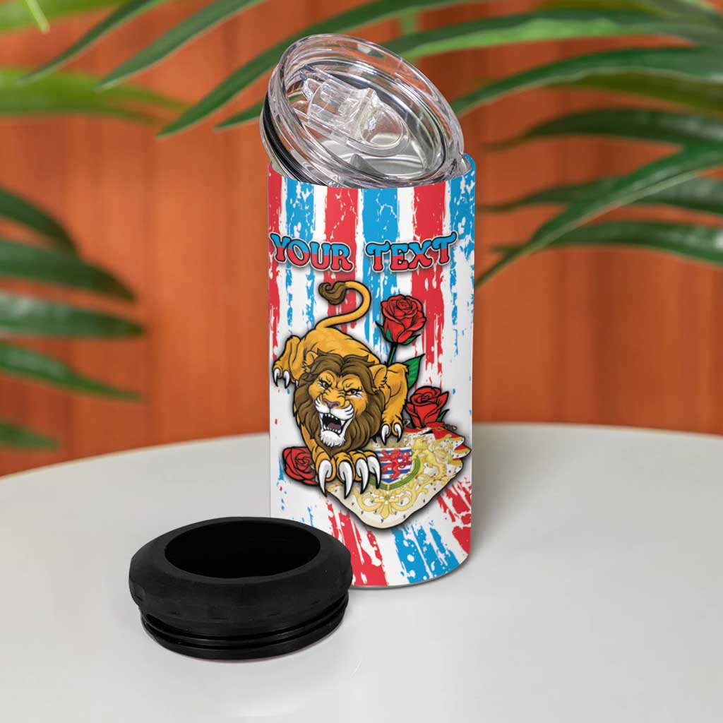 Personalized Luxembourg 4 in 1 Can Cooler Tumbler Red Lion With Coat Of Arms - Wonder Print Shop