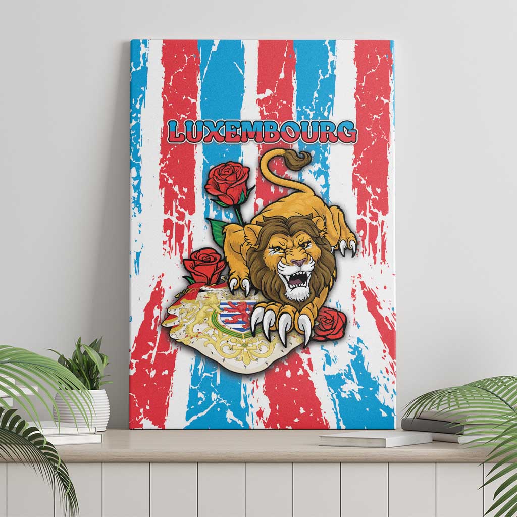 Luxembourg Canvas Wall Art Red Lion With Coat Of Arms - Wonder Print Shop