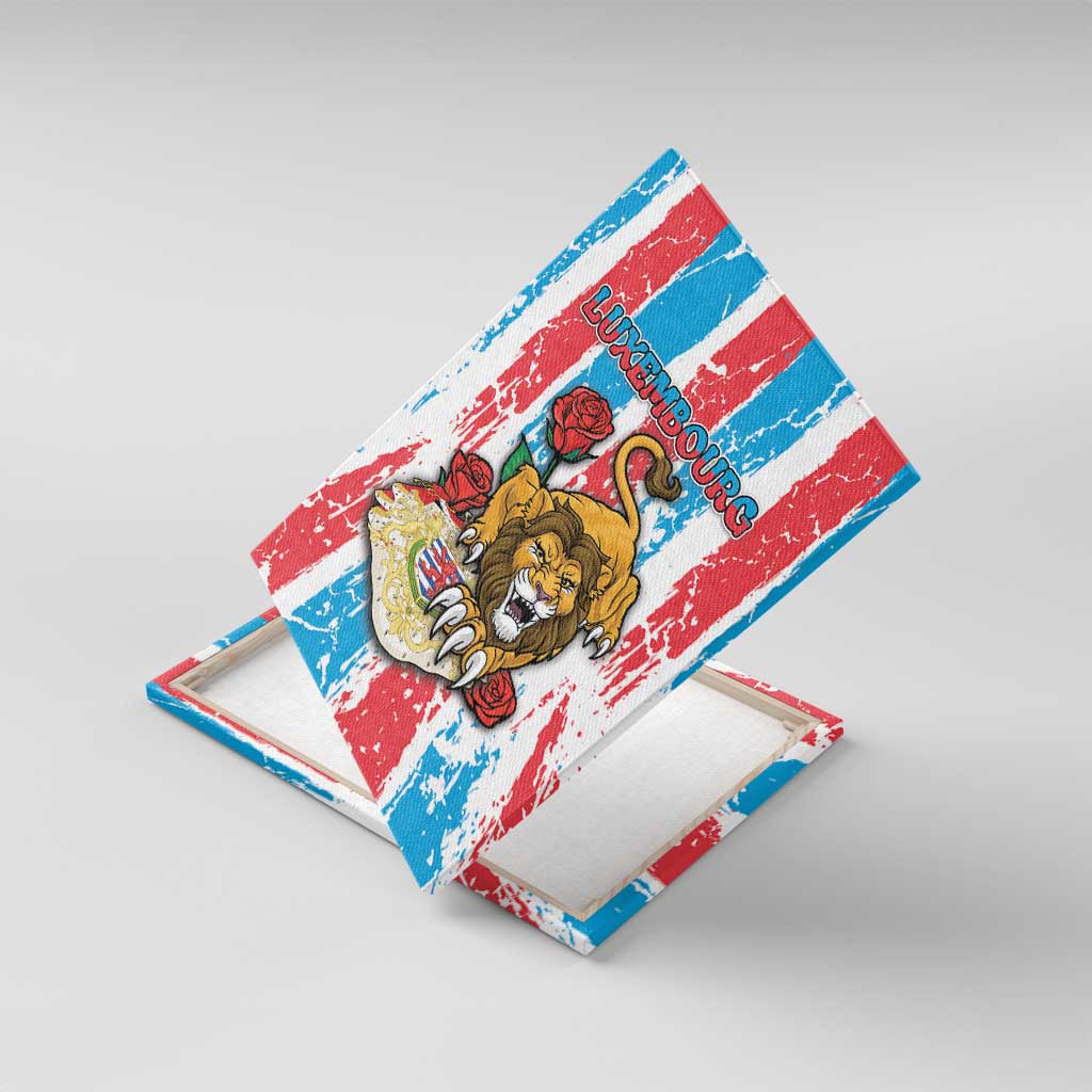 Luxembourg Canvas Wall Art Red Lion With Coat Of Arms - Wonder Print Shop