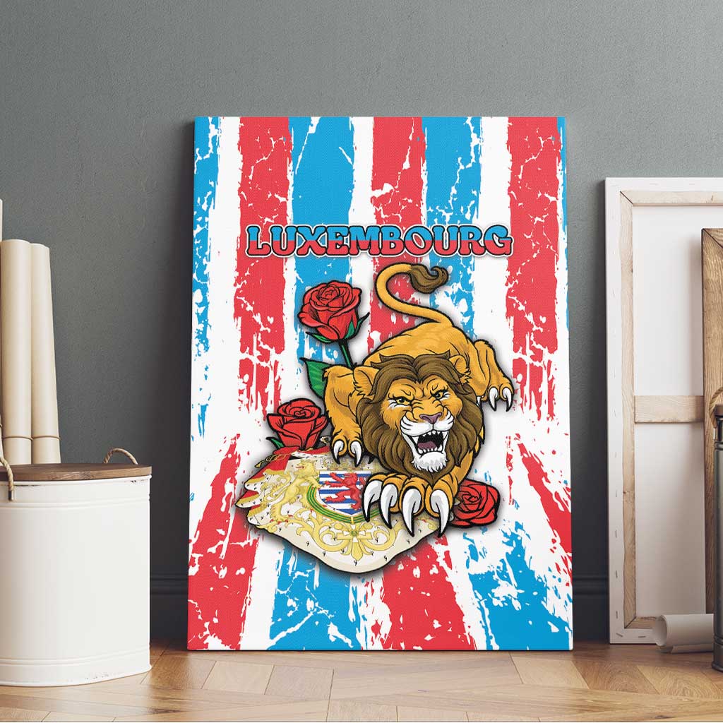 Luxembourg Canvas Wall Art Red Lion With Coat Of Arms - Wonder Print Shop