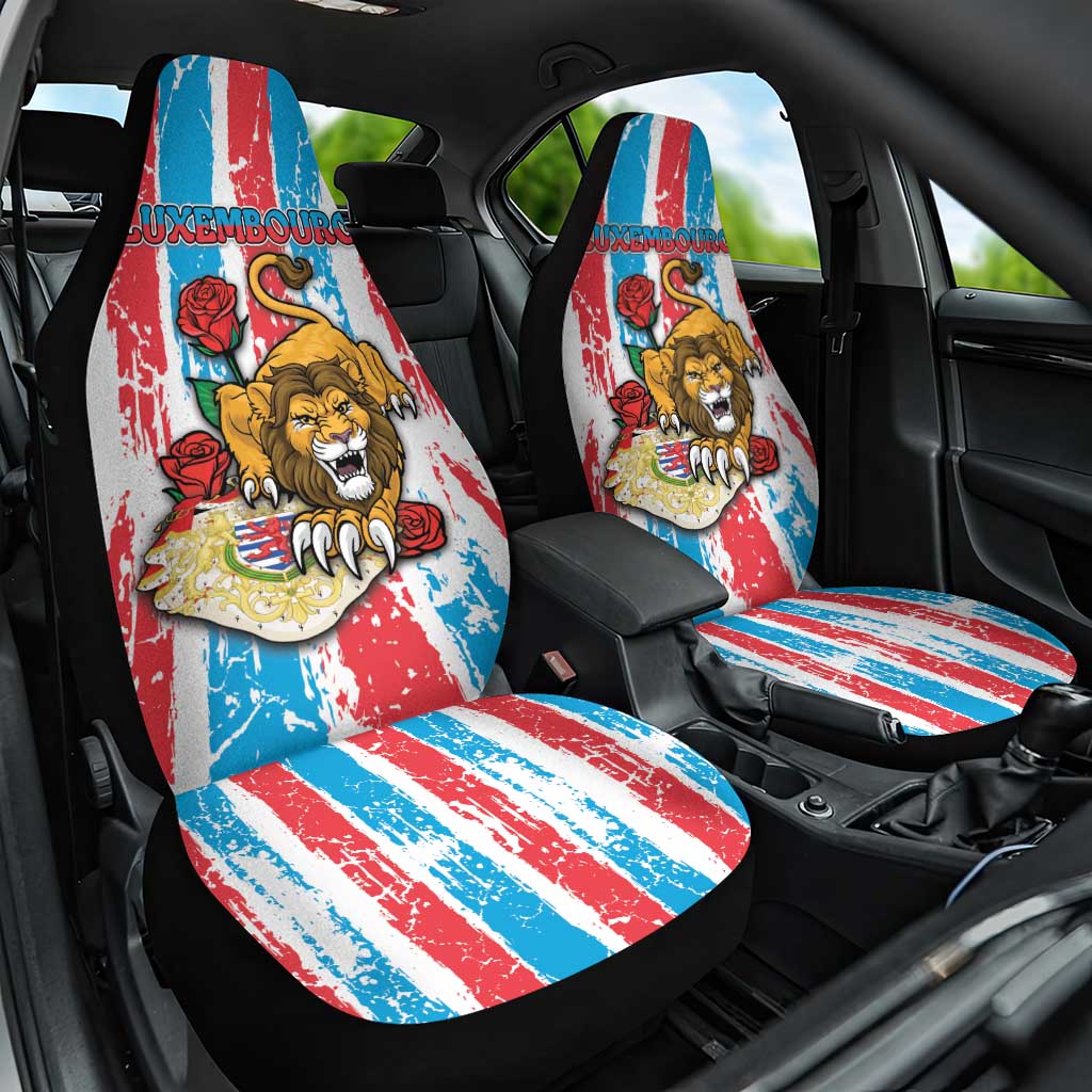 Luxembourg Car Seat Cover Red Lion With Coat Of Arms - Wonder Print Shop