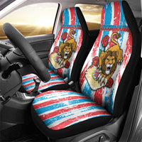 Luxembourg Car Seat Cover Red Lion With Coat Of Arms - Wonder Print Shop