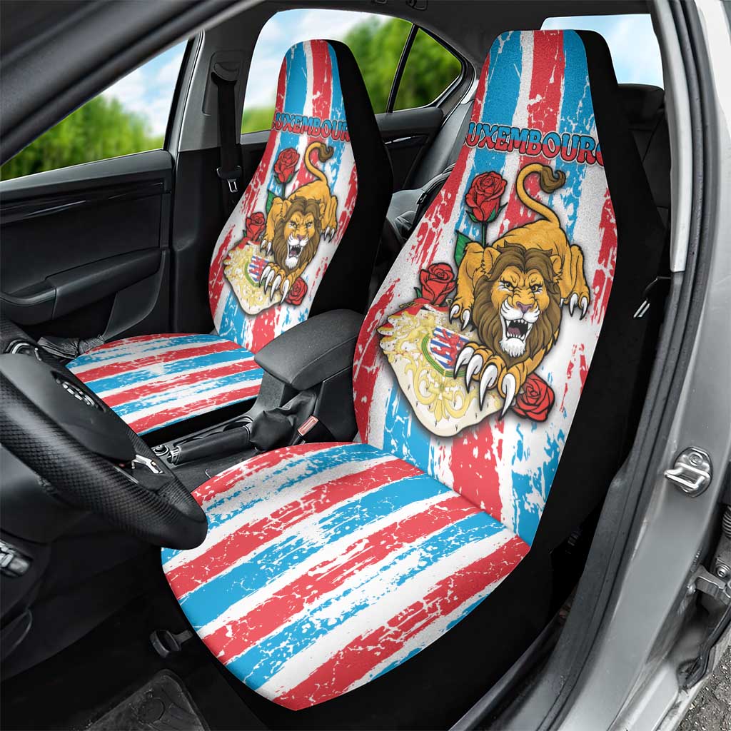 Luxembourg Car Seat Cover Red Lion With Coat Of Arms - Wonder Print Shop