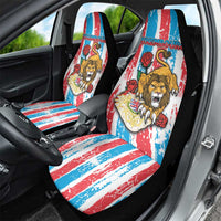 Luxembourg Car Seat Cover Red Lion With Coat Of Arms - Wonder Print Shop