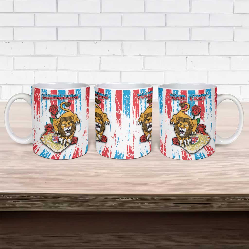 Personalized Luxembourg Ceramic Mug Red Lion With Coat Of Arms - Wonder Print Shop