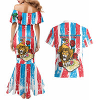 Personalized Luxembourg Couples Matching Mermaid Dress and Hawaiian Shirt Red Lion With Coat Of Arms - Wonder Print Shop