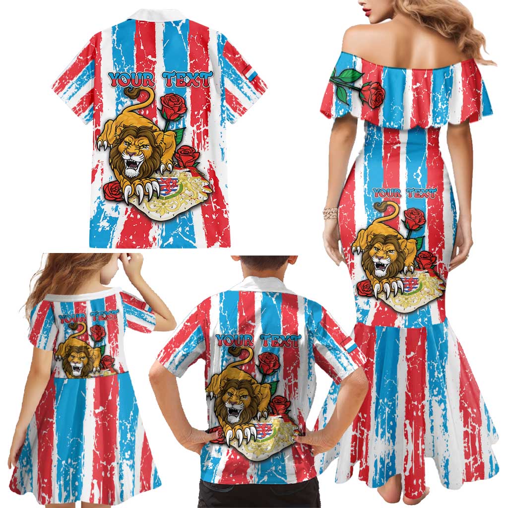 Personalized Luxembourg Family Matching Mermaid Dress and Hawaiian Shirt Red Lion With Coat Of Arms - Wonder Print Shop