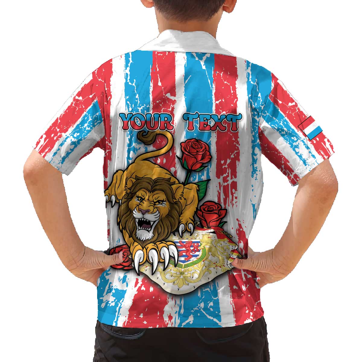 Personalized Luxembourg Family Matching Off The Shoulder Long Sleeve Dress and Hawaiian Shirt Red Lion With Coat Of Arms - Wonder Print Shop