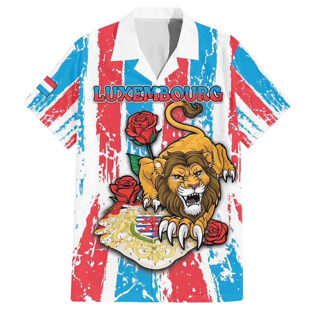 Personalized Luxembourg Family Matching Puletasi and Hawaiian Shirt Red Lion With Coat Of Arms - Wonder Print Shop