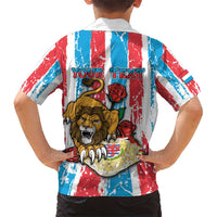 Personalized Luxembourg Family Matching Short Sleeve Bodycon Dress and Hawaiian Shirt Red Lion With Coat Of Arms - Wonder Print Shop