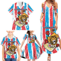 Personalized Luxembourg Family Matching Summer Maxi Dress and Hawaiian Shirt Red Lion With Coat Of Arms - Wonder Print Shop