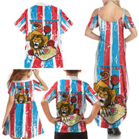 Personalized Luxembourg Family Matching Summer Maxi Dress and Hawaiian Shirt Red Lion With Coat Of Arms - Wonder Print Shop