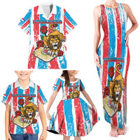 Personalized Luxembourg Family Matching Tank Maxi Dress and Hawaiian Shirt Red Lion With Coat Of Arms - Wonder Print Shop