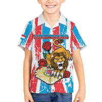 Personalized Luxembourg Hawaiian Shirt Red Lion With Coat Of Arms - Wonder Print Shop