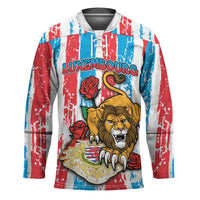 Personalized Luxembourg Hockey Jersey Red Lion With Coat Of Arms - Wonder Print Shop