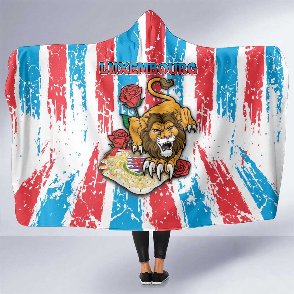 Luxembourg Hooded Blanket Red Lion With Coat Of Arms - Wonder Print Shop