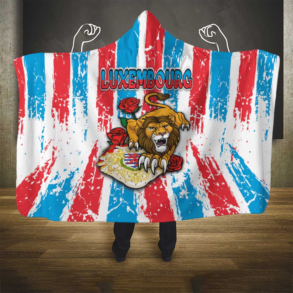 Luxembourg Hooded Blanket Red Lion With Coat Of Arms - Wonder Print Shop