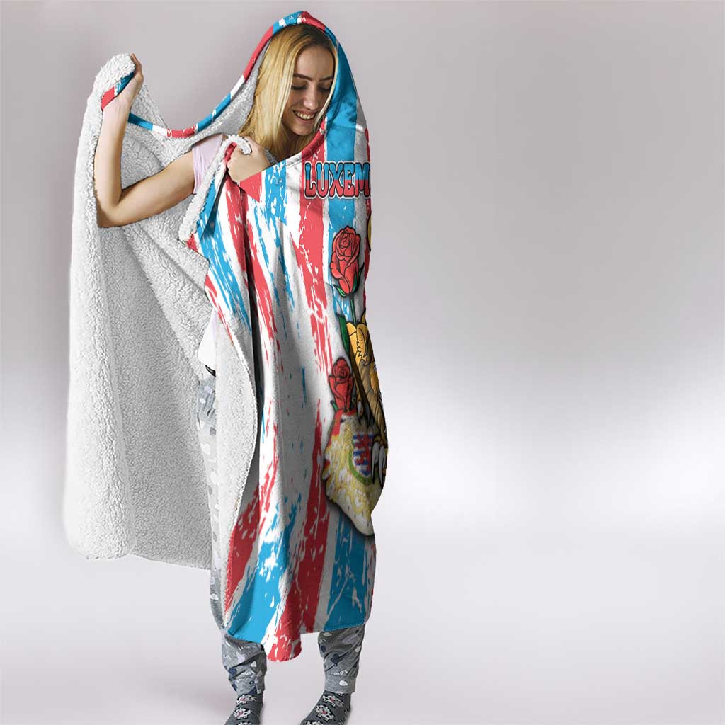 Luxembourg Hooded Blanket Red Lion With Coat Of Arms - Wonder Print Shop