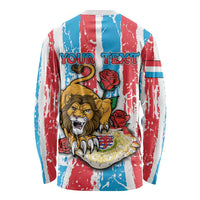 Personalized Luxembourg Long Sleeve Shirt Red Lion With Coat Of Arms - Wonder Print Shop