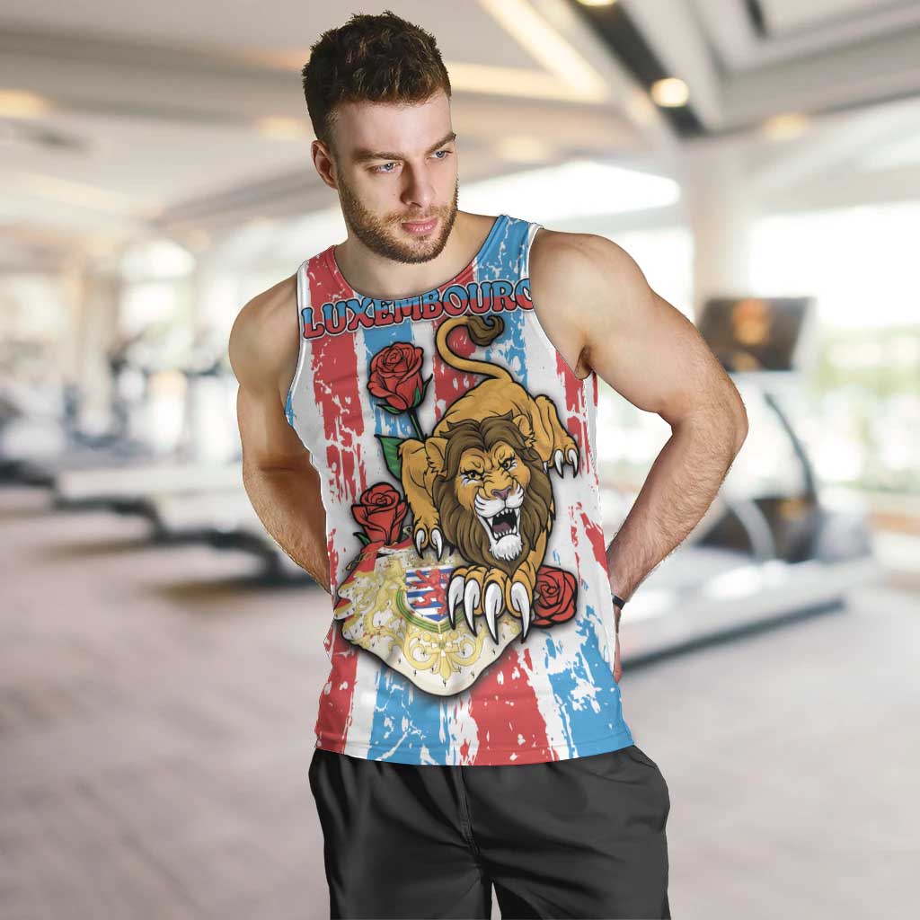 Personalized Luxembourg Men Tank Top Red Lion With Coat Of Arms - Wonder Print Shop