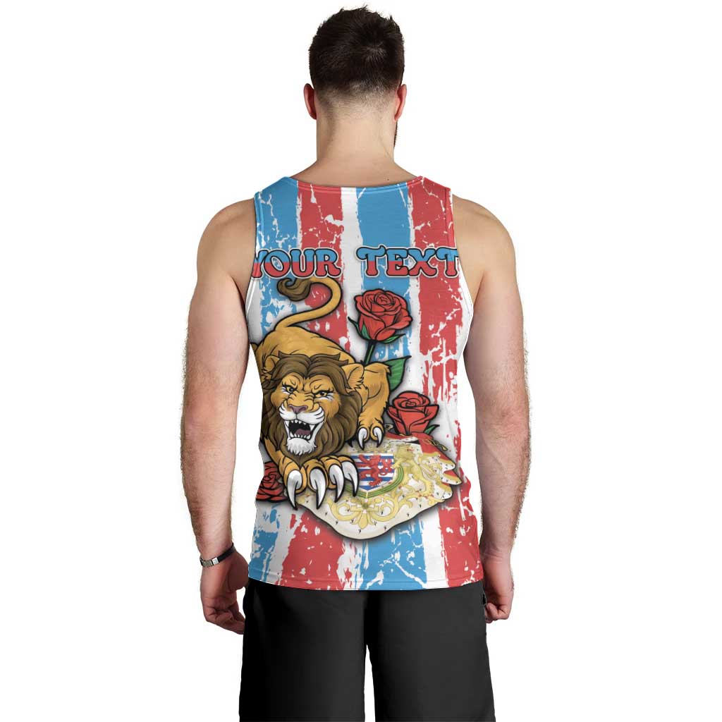 Personalized Luxembourg Men Tank Top Red Lion With Coat Of Arms - Wonder Print Shop