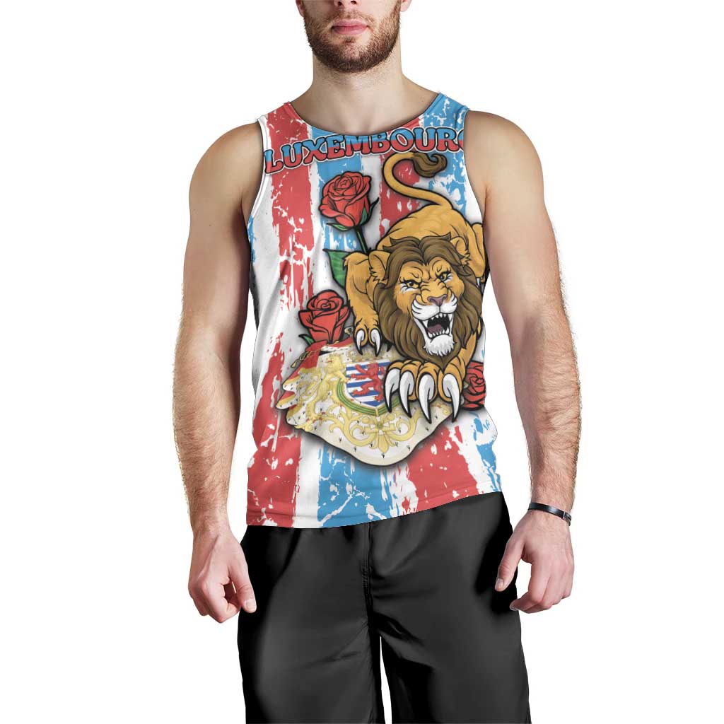 Personalized Luxembourg Men Tank Top Red Lion With Coat Of Arms - Wonder Print Shop