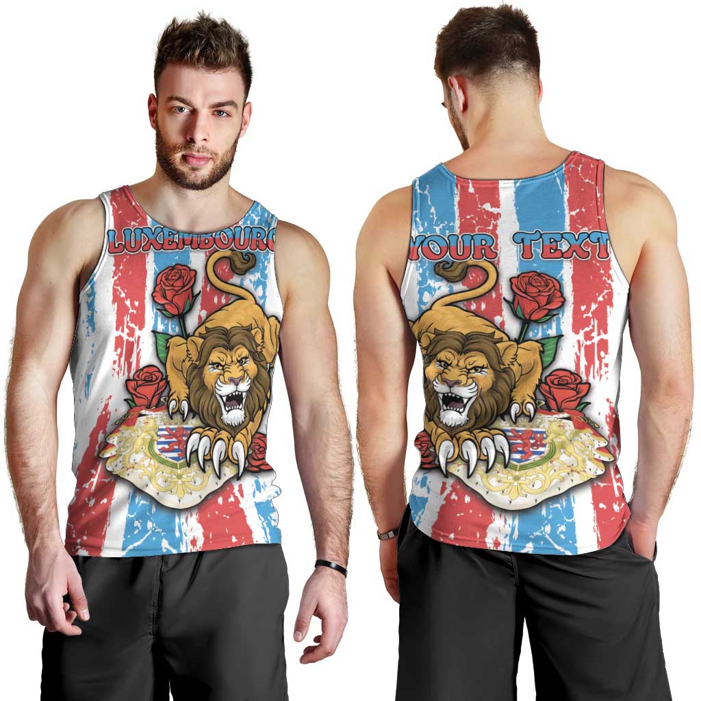 Personalized Luxembourg Men Tank Top Red Lion With Coat Of Arms - Wonder Print Shop