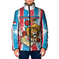 Personalized Luxembourg Padded Jacket Red Lion With Coat Of Arms - Wonder Print Shop