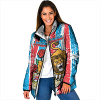 Personalized Luxembourg Padded Jacket Red Lion With Coat Of Arms - Wonder Print Shop