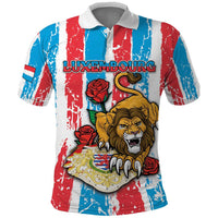 Personalized Luxembourg Polo Shirt Red Lion With Coat Of Arms - Wonder Print Shop
