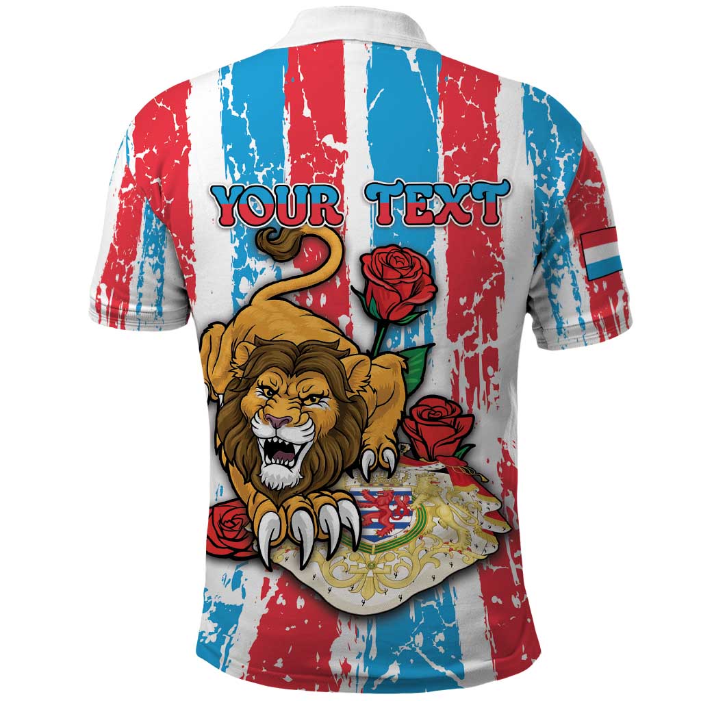Personalized Luxembourg Polo Shirt Red Lion With Coat Of Arms - Wonder Print Shop