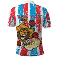 Personalized Luxembourg Polo Shirt Red Lion With Coat Of Arms - Wonder Print Shop
