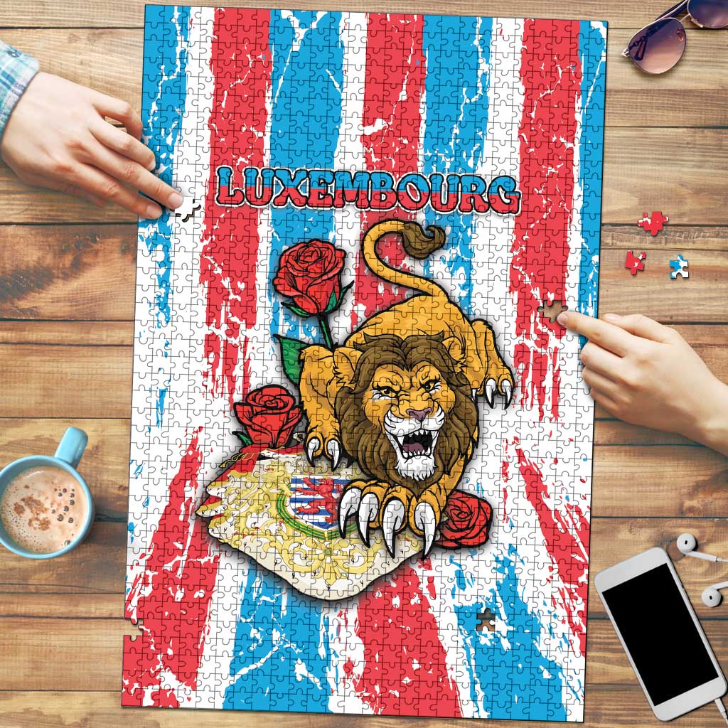 Luxembourg Puzzle Red Lion With Coat Of Arms - Wonder Print Shop