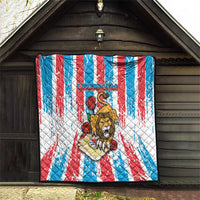 Luxembourg Quilt Red Lion With Coat Of Arms - Wonder Print Shop