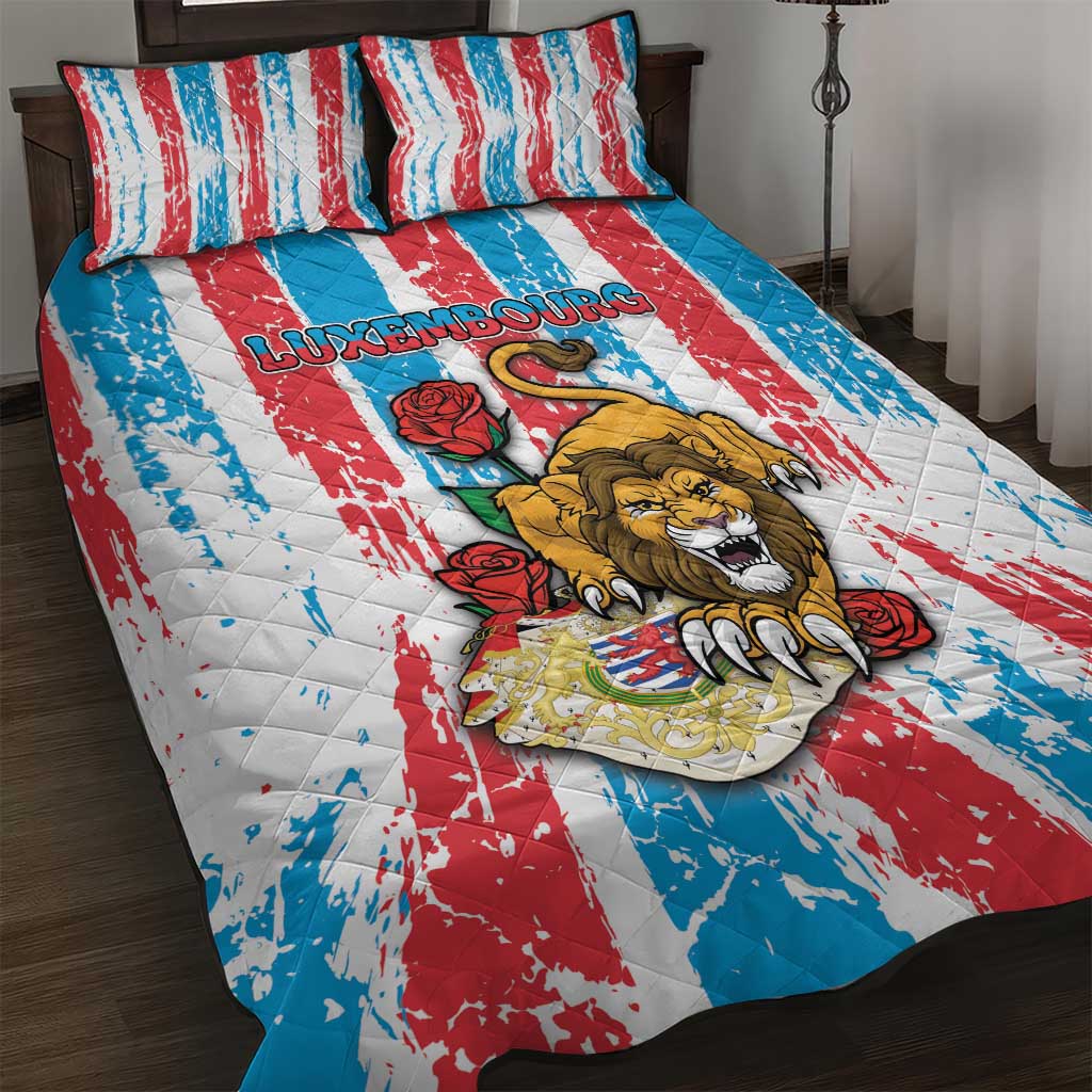 Luxembourg Quilt Bed Set Red Lion With Coat Of Arms - Wonder Print Shop