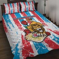 Luxembourg Quilt Bed Set Red Lion With Coat Of Arms - Wonder Print Shop