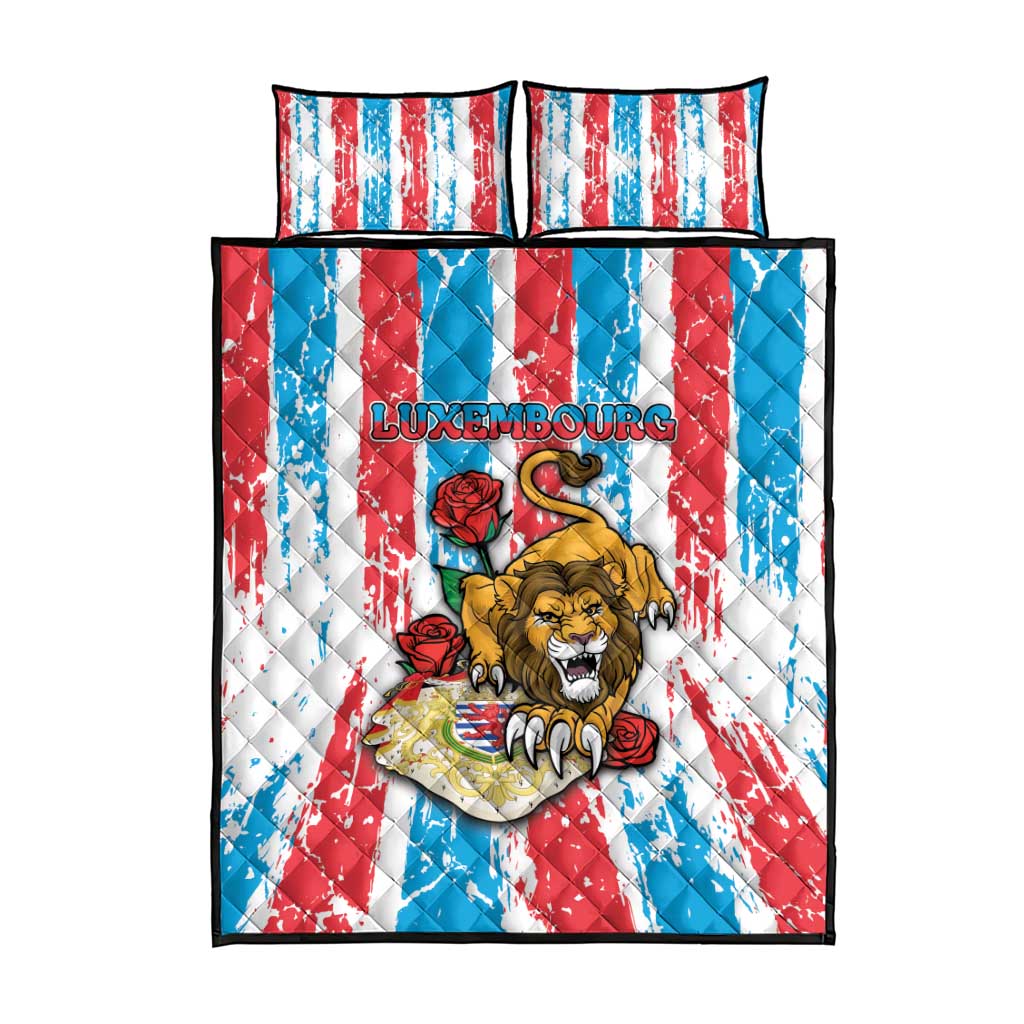 Luxembourg Quilt Bed Set Red Lion With Coat Of Arms - Wonder Print Shop