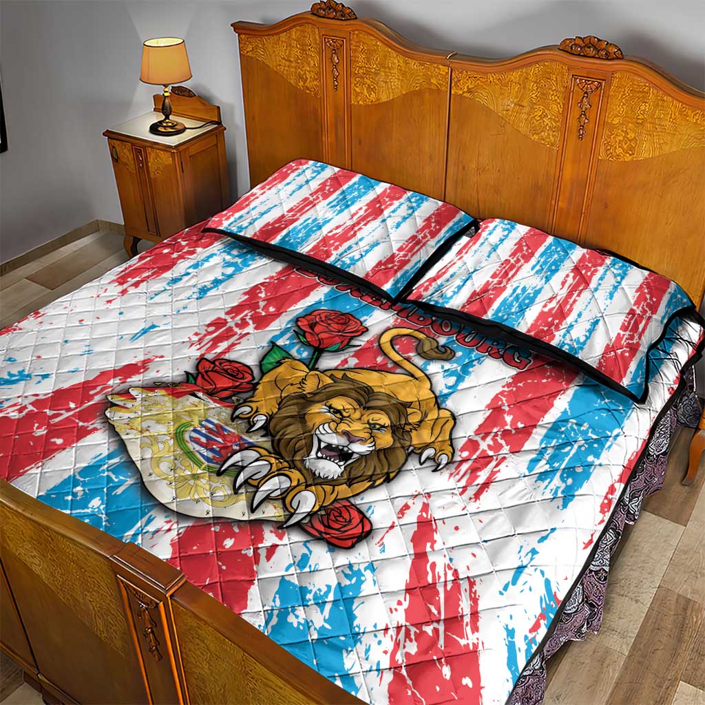 Luxembourg Quilt Bed Set Red Lion With Coat Of Arms - Wonder Print Shop