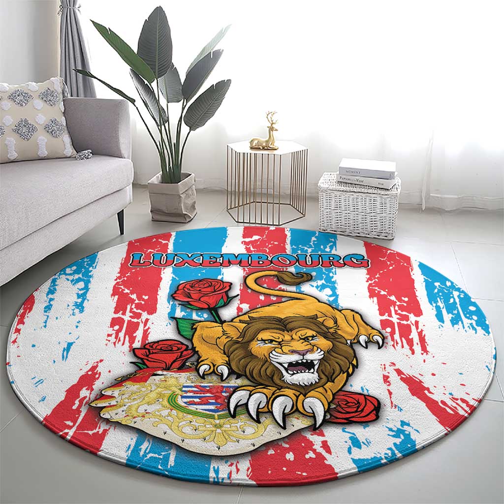Luxembourg Round Carpet Red Lion With Coat Of Arms - Wonder Print Shop