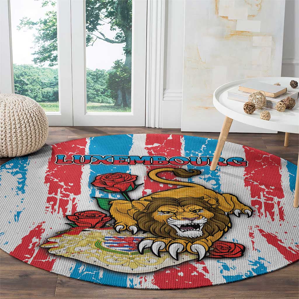 Luxembourg Round Carpet Red Lion With Coat Of Arms - Wonder Print Shop