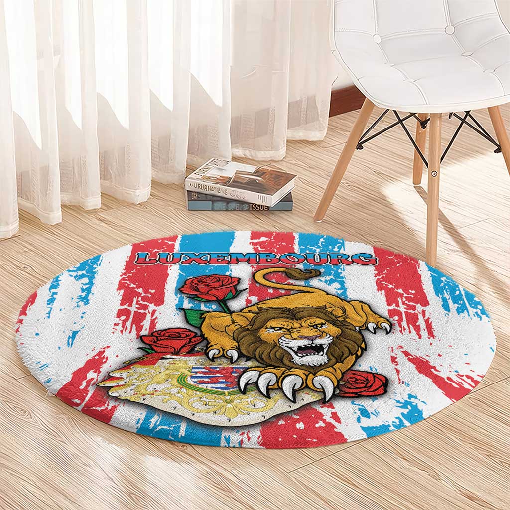 Luxembourg Round Carpet Red Lion With Coat Of Arms - Wonder Print Shop