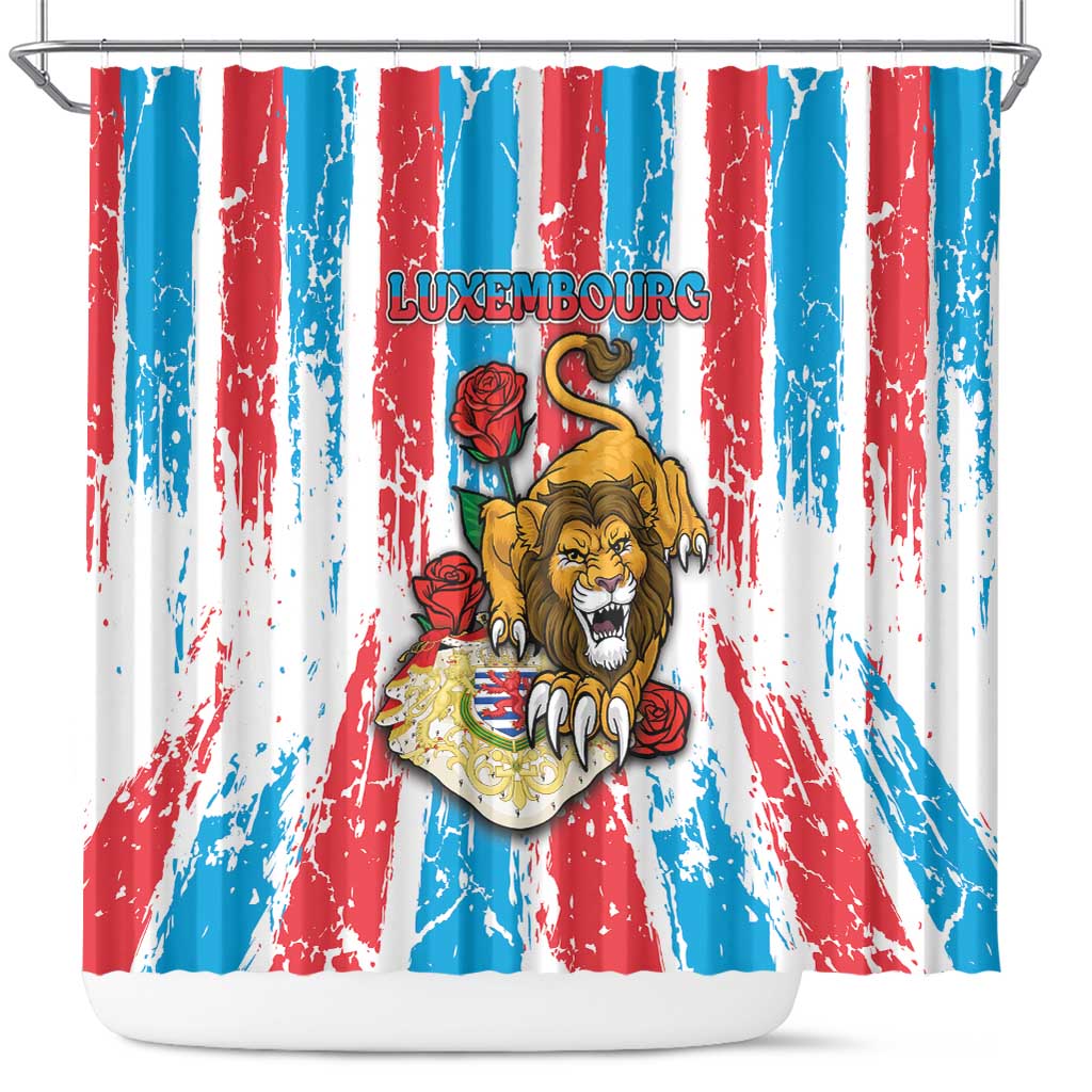 Luxembourg Shower Curtain Red Lion With Coat Of Arms - Wonder Print Shop