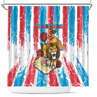Luxembourg Shower Curtain Red Lion With Coat Of Arms - Wonder Print Shop