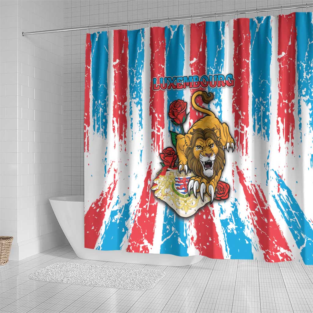 Luxembourg Shower Curtain Red Lion With Coat Of Arms - Wonder Print Shop