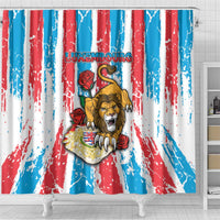 Luxembourg Shower Curtain Red Lion With Coat Of Arms - Wonder Print Shop