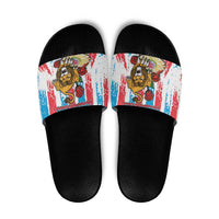 Luxembourg Slide Sandals Red Lion With Coat Of Arms - Wonder Print Shop